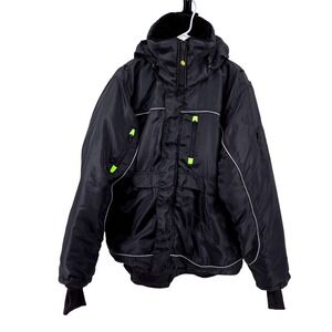 Epik Reflex‎ Pro Freezer Work Jacket Black Insulated Skiing Hi-Vis Trim Size XL